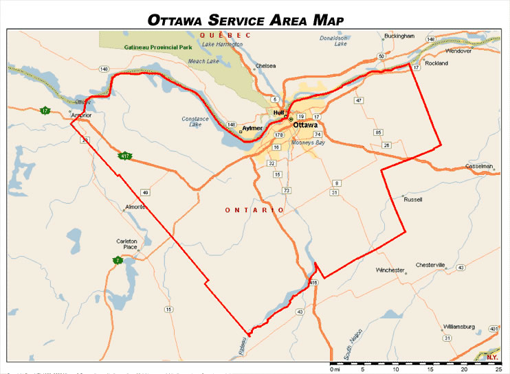 Ottawa Service Area Map